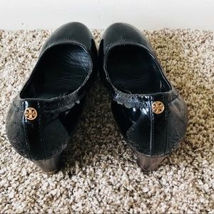 Tory Burch Black Patent Wedges 6.5